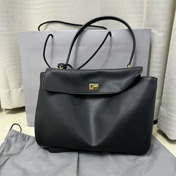 Deauville Black High Quality Grey Striped Tweed Canvas Tote A66941